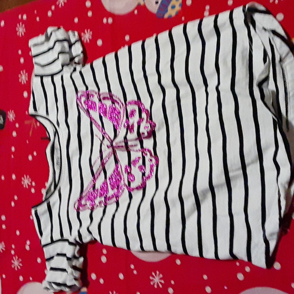 Jumping Beans butterfly tee 5T white/navy/hot pink